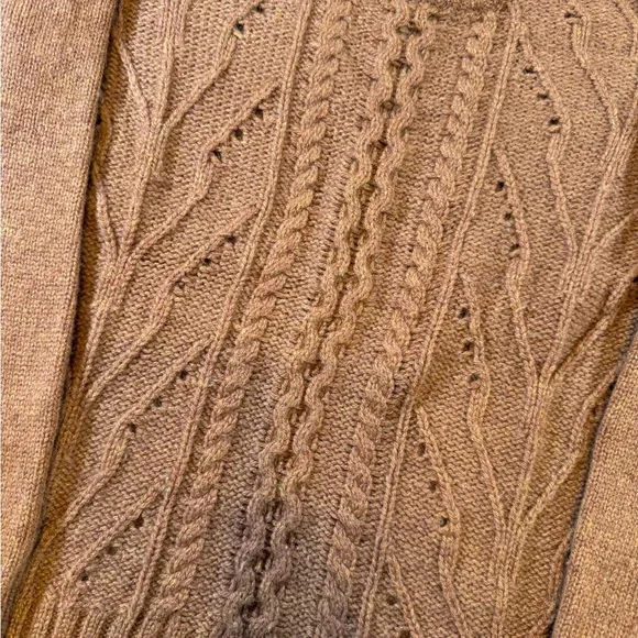 J. Crew Women’s Brown Pointelle Cable Knit Sweater - Picture 2 of 8